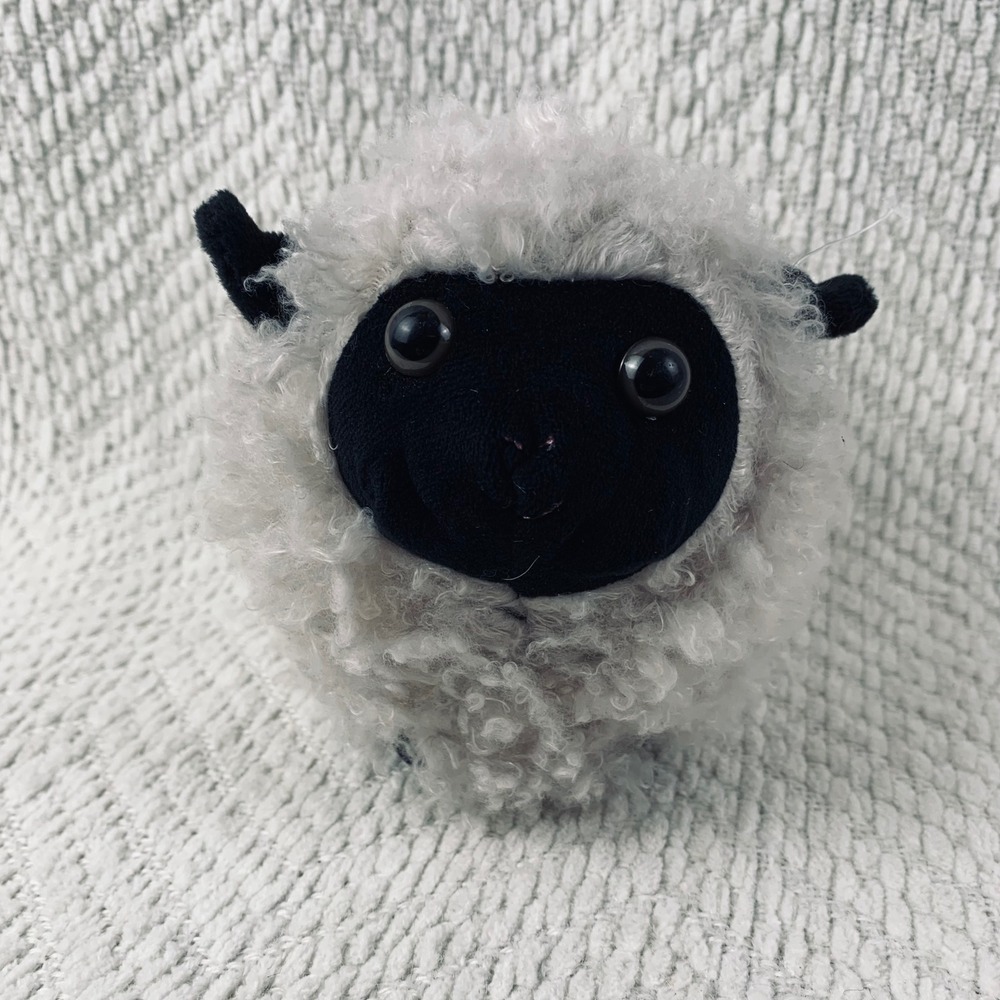 Kellytoy Plush Sheep Grey Black Lamb Chubby Round Curly Sherpa Farm Animal Lovey